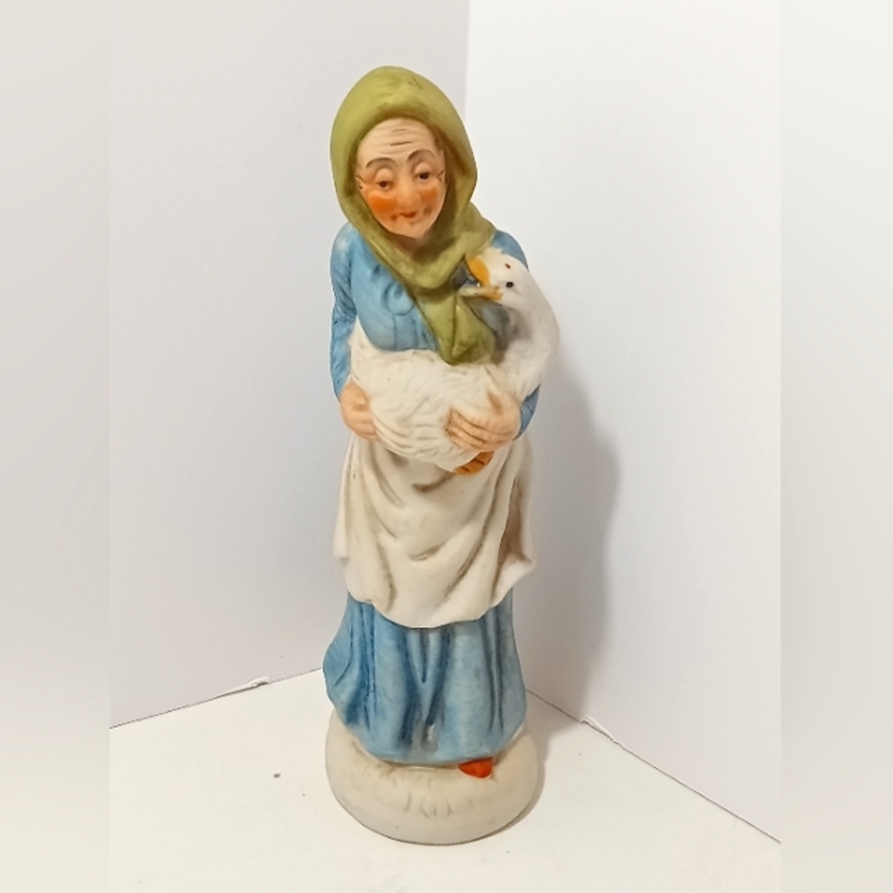 UC&GC Figurine Old Lady Holding Goose Vintage Home Decor